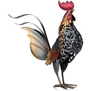 Too-arts Metal Sculpture Carved Iron Rooster Home Furnishing Artwork Craft Gifts